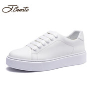 賓度（J.Benato）【官方發(fā)售】男鞋小白鞋韓版潮流百搭牛皮休閑板鞋舒適休閑鞋男 白色 37