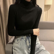 楠語秋（NANYUQIU）高領(lǐng)針織打底衫女長(zhǎng)袖秋冬季新款百搭毛衣女加厚學(xué)生修身內(nèi)搭上 (高)領(lǐng)黑色【款】 M 建議90-110斤