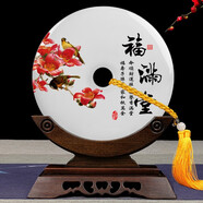 吉祥源 天然玉石平安扣擺件新中式喬遷開(kāi)業(yè)新家禮品客廳玄關(guān)酒柜裝飾品實(shí)木底座辦公室裝飾退休紀念開(kāi)業(yè)禮品 福滿(mǎn)堂+紫檀木實(shí)木底座+玉石鑒定證書(shū) 大號長(cháng)寬高30*8.5*37.5CM重約6.2斤