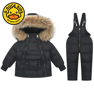 G.DUCKKIDS小黃鴨歐美兒童羽絨服套裝兩件套滑雪服加厚童裝嬰兒外套羽絨服 黑色 120 cm