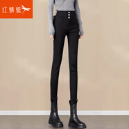 紅蜻蜓高腰牛仔褲女2025年秋季新款女士女裝休閑鉛筆小腳長加絨褲子女 8377三排扣牛仔褲#黑色常規(guī) 30