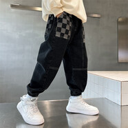 THINKPIRE男童褲子春秋款童裝兒童牛仔褲中大童男孩休閑長(cháng)褲潮兒童男裝 TH613黑色 150 碼建議身高140CM