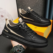 突擊者（TUJIZHE）【官方好物丨嚴選好貨】 新款潮流百搭網(wǎng)紅潮鞋 男士休閑防滑板鞋 黑色 40