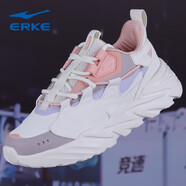 鴻星爾克（ERKE）女鞋軟底跑步鞋緩震跳繩輕便戶外健身休閑紅星旗艦女生運(yùn)動(dòng)慢跑鞋 橡芽白/礦物粉 35