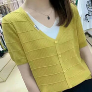 詩婭達(dá)（SHIYADA）冰絲短袖t恤女2025夏季女裝新款韓版寬松百搭顯瘦休閑上衣打底衫 黃色 L 建議100-110斤