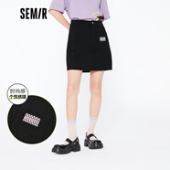 森馬（Semir）森馬半身裙女遮胯顯瘦a字裙甜酷夏季新款小個(gè)子短裙個(gè)性時(shí)尚 黑色9000 150/58A/XS