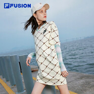 FILA FUSION 斐樂(lè)潮牌女子針織連衣裙夏新款寬松潮流運(yùn)動(dòng)裙子 仿古白-IV（寬松版型） L 170/88A