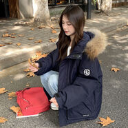 貴蘭姿短款羽絨服女冬季2025年新款小個(gè)子白鴨絨工裝派克服加厚毛領(lǐng)外套 藏青色 L 135-170斤