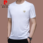 皮爾卡丹（pierre cardin）冰 絲短袖t恤男2025新款春夏季圓領(lǐng)修身薄款桑蠶絲體恤衫潮 白色19361款 175/XL  【135斤-155斤】