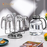 德韋特（DWIGHT）高檔耐熱水晶玻璃杯套裝雙層隔熱龍井泡綠茶杯家用加厚喝水杯子 375ml雙層杯*6+杯架+水壺