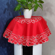 語(yǔ)斯絨空調防塵罩罩子蓋布蓋巾立式圓柱形柜機圓形開(kāi)機簡(jiǎn)約空調罩布搭布 1008紅 83cm圓形