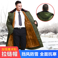 尤薩棉大衣男老式過(guò)膝軍大衣冬季加厚保安大衣黃防寒服綠東北棉襖棉服 【帶帽款】-可拆洗-升級(jí)棕金絲絨 均碼（適合160-190cm穿）