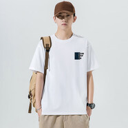 以純（YISHion）同款旗鑒店新款國潮T恤純棉純棉男士T恤多色夏季 白色 XL XL