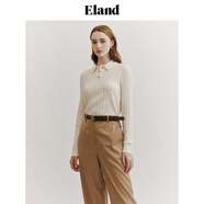 ELAND衣戀小奶羔毛衣女POLO領(lǐng)短款絞花含綿羊毛2025早春新款 象牙白/白色(39)Ivory S 160