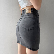 子耳牛仔超短裙無(wú)內襯包臀半身夏一步女顯瘦彈力歐美緊身 黑色 XL 125-135斤
