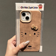 順璨ins韓國可愛(ài)時(shí)髦秋冬豹紋西高地手機殼適用iphone16promax全包12 kitty小表情ZS-翻毛皮-棕色+棕 iPhone12