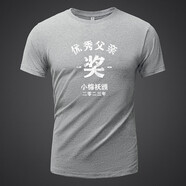 甲胄仕（JOZSI）國(guó)潮復(fù)古趣味文字優(yōu)秀父親獎(jiǎng)夏季新款t恤男純棉寬松大碼潮牌體恤 淺灰色 4XL碼建議200-220斤