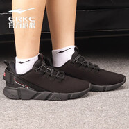 鴻星爾克（ERKE）跑步鞋男鞋輕便網(wǎng)面透氣網(wǎng)面鞋運(yùn)動(dòng)戶外軟底跑鞋飛織休閑旅游鞋 正黑/大紅 39
