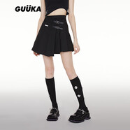 古由卡（GUUKA）潮牌百褶裙子女士夏季黑色半身裙jk短裙高腰不規(guī)則ins風(fēng)性感高級(jí) 黑色 M