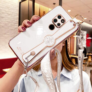 喬歡歡 華為mate20RS手機殼mete20保時(shí)捷保護mt20硅膠套m20腕帶斜挎掛繩LYA一AL Mate20【優(yōu)雅白】升級腕帶支架款全屏鋼膜+斜挎