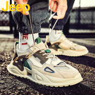 Jeep吉普男鞋秋冬季網(wǎng)紅老爹鞋男戶外徒步登山鞋運動鞋男休閑鞋子男 A/P131591219-E沙色 42