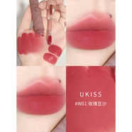 悠珂思（ukiss） ukiss水霧唇釉水唇露w03顯白色號純露霜裸色口紅溫柔奶茶蜜桃子 W01# 玫瑰豆沙(嗆口野玫瑰)