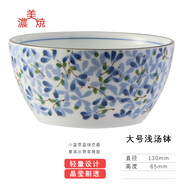 可可屋日本進(jìn)口美濃燒光峰輕量設計萌芽系列日式餐具釉下彩飯碗面碗湯碗 MEBUKPT 淺湯缽（大）