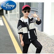 迪士尼（Disney）男童外套加絨加厚棉襖2025秋冬新款兒童中大童中長款風衣外套棉服 白色【春秋款】 140 建議身高130厘米
