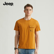 JEEP SPIRIT吉普 2025春夏新款男士時尚胸袋設計戶外運動寬松透氣 焦糖色 M