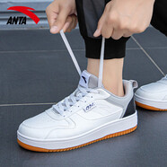 安踏（ANTA）男鞋板鞋秋冬新款厚底小白鞋男子休閑運動(dòng)鞋 安踏白/浮云灰/黑-2 40