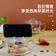 喜碧scybe 玻璃水杯耐熱玻璃杯子大容量牛奶杯早餐杯麥片杯酸奶杯可微波加熱家用帶蓋茶杯 派羅爾500ml  單只裝
