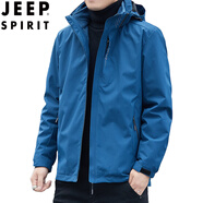 JEEP SPIRIT吉普男裝 冬季沖鋒衣男三合一可拆卸加絨加厚戶(hù)外防風(fēng)工裝外套 牛仔藍 2XL 185 體重155-175斤