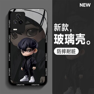 鳳靈紋 VIVOiqoo8pro手機(jī)殼男女新款動(dòng)漫鋼化玻璃iqoo7硅膠潮牌卡通鏡面高級(jí)保護(hù)套 iqoo7 精致少年