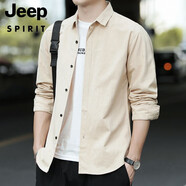 JEEP SPIRIT吉普襯衫男長袖春秋男士百搭上衣服裝長袖襯衫外穿工裝韓版襯衣潮 卡其色1916 XL