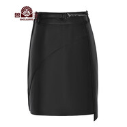 獸王真皮短裙女 綿羊皮女士包臀裙韓版時(shí)尚氣質(zhì)半身裙OL風(fēng)辦公室通勤 黑色 160/84A(M)