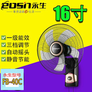 永生（eosin）永生壁扇掛壁式電風(fēng)扇家用靜音臺(tái)式墻壁工業(yè)搖頭大電扇餐廳宿舍扇 黑色FB-40C五片風(fēng)葉16寸