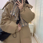 億梵莎棉服外套秋冬款女復(fù)古港風學(xué)生百搭寬松面包服加厚羽棉襖絨服女 卡其色 均碼