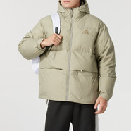 Adidas阿迪達斯羽絨服男裝冬季新款運動(dòng)服休閑連帽防風(fēng)保暖羽絨夾克外套 JM4625/卵石銀灰/羽絨保暖 XL