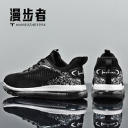 漫步者運動鞋男全掌氣墊科技飛織網(wǎng)布鞋休閑超輕透氣高彈減震跑步鞋男 6936丨黑色 39