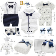 蘭咖小熊（Lan Ka xiao xiong）新生嬰兒禮盒衣服套裝男寶寶初生見(jiàn)面禮滿(mǎn)月禮物百日禮品周歲送禮 酷酷男寶B款 66cm （3-6個(gè)月寶寶）