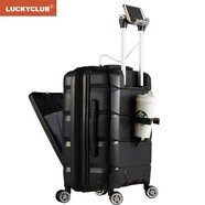 LUCKY CLUB 行李箱男女拉桿箱小型前置開(kāi)口商務(wù)旅行密碼登機拉鏈箱子 20英寸