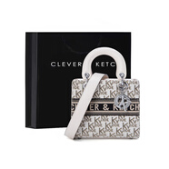 CLEVER & KETCH包包女包新款2023單肩包斜挎包女水桶包刺繡戴妃包生日禮物送女友 米白色-中號