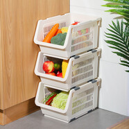 家の物語(yǔ)（KATEI STORY）日本廚房置物架落地多層多功能蔬菜收納架菜籃子儲物筐收納用品 疊層收納籃 1個(gè)裝 30cm*19cm*20cm