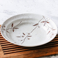 小鹿田燒櫻花20cm深盤(pán)日本制進(jìn)口陶瓷日式餐具釉下彩家用菜盤(pán)子餐盤(pán)釉下彩 20cm深盤(pán)【白櫻花】