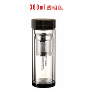 ORTOR玻璃杯男女士雙層茶杯商務(wù)辦公水杯子禮物雙層加厚玻璃帶茶漏 透明360ML玻璃杯（鈦金蓋）