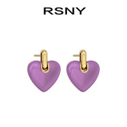 【宋妍霏同款】RSNY桃心耳環(huán)女輕奢高級愛心耳釘紫色個性甜酷耳飾 gold/金色