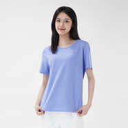 唯唯（WEWE）夏季新款女裝t恤短袖圓領(lǐng)時(shí)尚愛心刺繡直筒休閑上衣 淺紫 M (165)