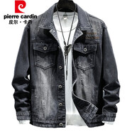 皮爾卡丹（pierre cardin）夾克男春秋季潮流韓版工裝舒適休閑百搭上衣機(jī)車服男士牛仔外套男 6021黑灰 XL （125-135斤）