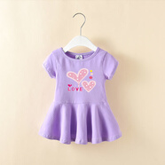 Radinka2025夏新款95棉女寶寶連衣裙洋氣韓版嬰幼兒公主裙女童T恤裙子MYY 可愛(ài)印花款 紫色偏小一碼 100 【建議身高90-100CM】