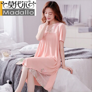 莫代爾 棉睡裙女夏季短袖夏款孕婦裝夏天中青年可外穿媽媽裝寬松透氣 M5911 M (80-100斤)